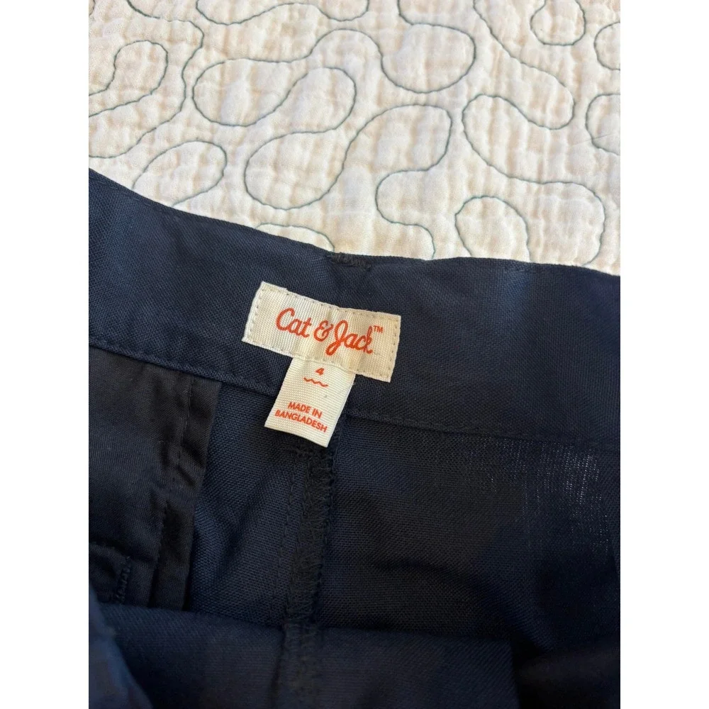 Cat & Jack Boys Navy Blue Chino Dress Pants Size 4 Flat Front - Picture 6 of 7